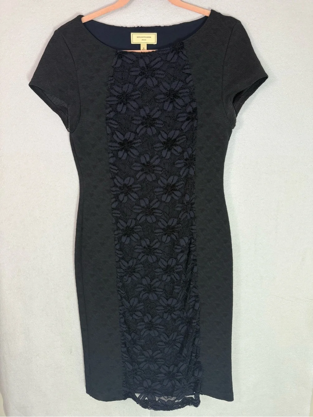 Anthropologie Moulinette Soeurs - Navy Lace-Panel Midi Sheath Dress - Size M - Picture 2 of 8